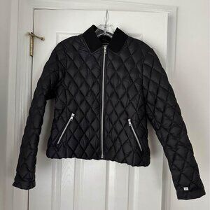 Soia & Kyo Black Quilted Jacket Size Medium Stand Collar